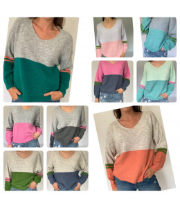 Combo V Neck Knit