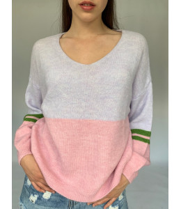 Combo V Neck Knit